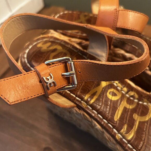 Sam Edelman Womens Wedge Wicker Platform Gold Sandals Size 9.5 - Picture 8 of 10